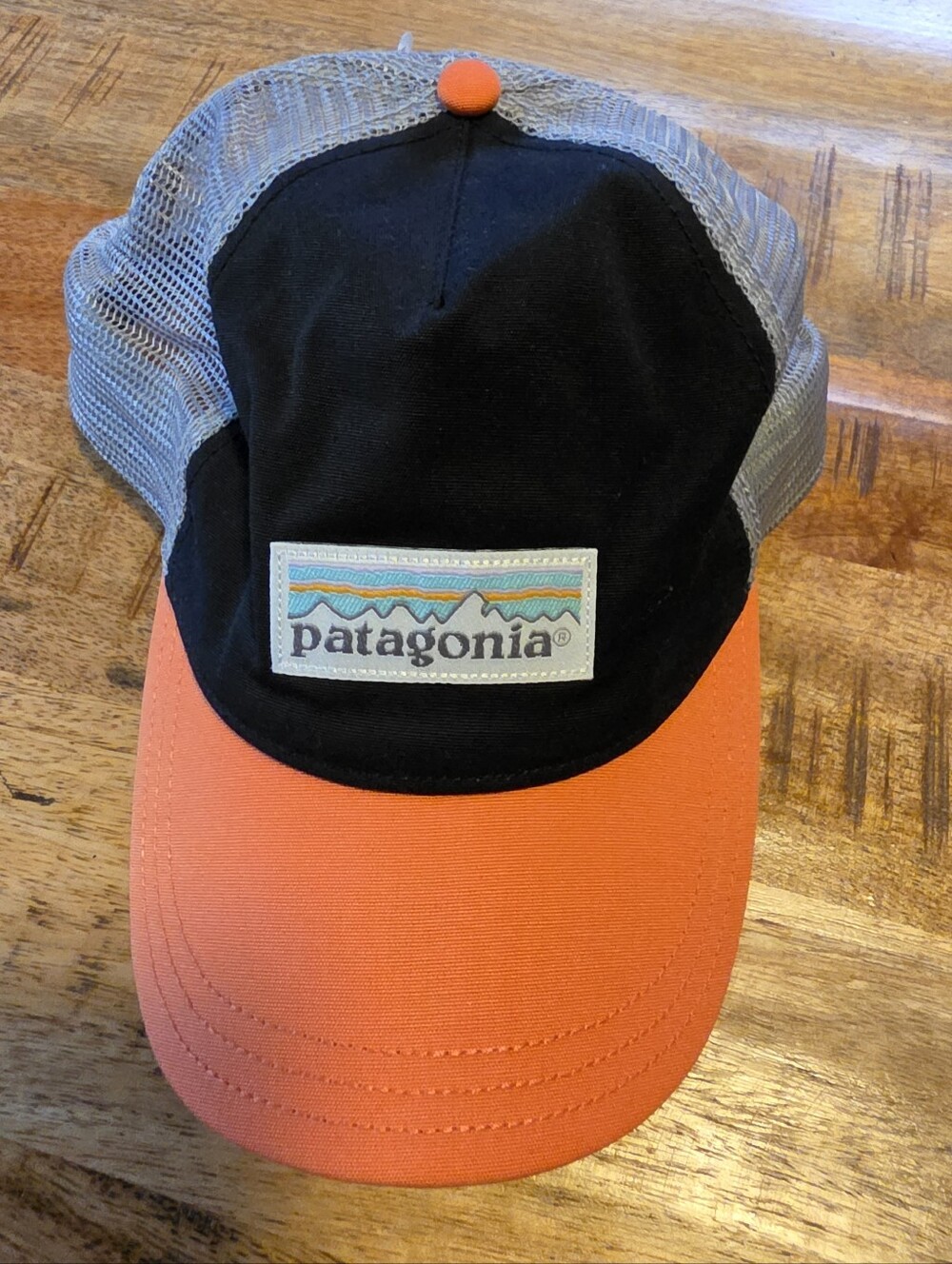 Patagonia Black Orange Gray Trucker Hat Snapback Cap Vintage Logo Patch
